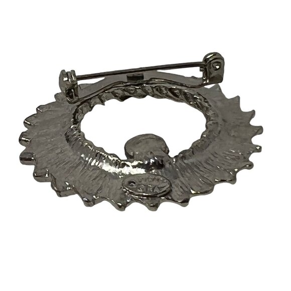 DuBarry FA Brooch Round Wreath Textured‎ Silver Tone Faux Pearl Pin - Picture 5 of 8